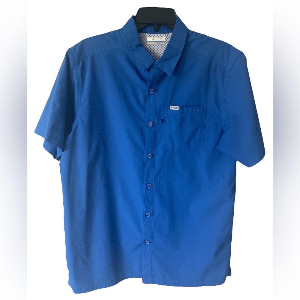 COLUMBIA MEN’S PFG SHORT SLEEVE SHIRT SIZE M COLO ROYAL BLUE
